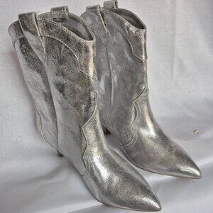 DV Dolce Vita Andres Silver Western Heeled mid calf Boots